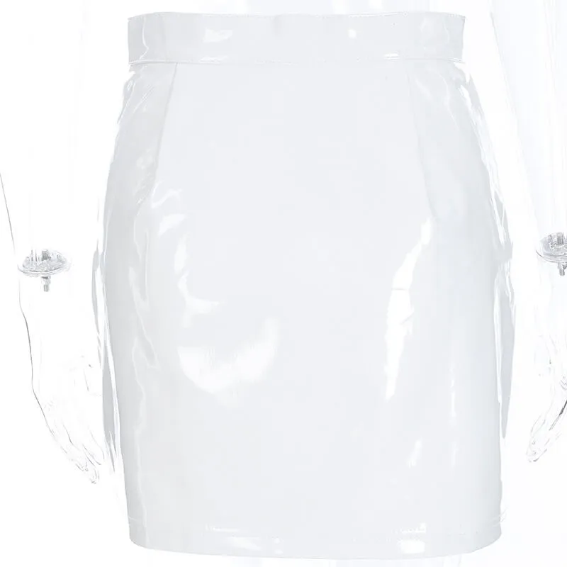 Sexy Leather Bodycon Zipper High Waist Mini Skirts