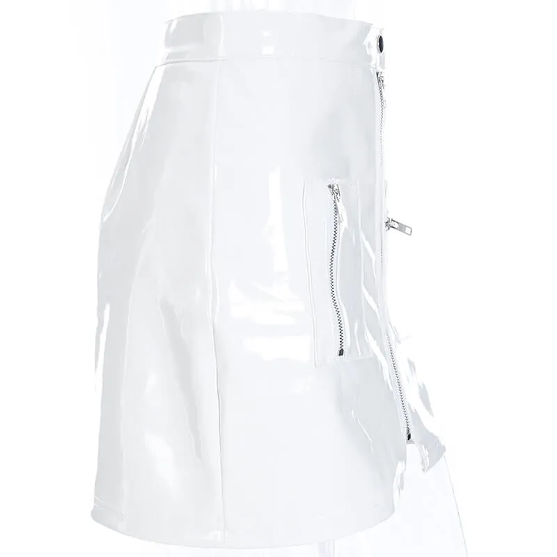 Sexy Leather Bodycon Zipper High Waist Mini Skirts