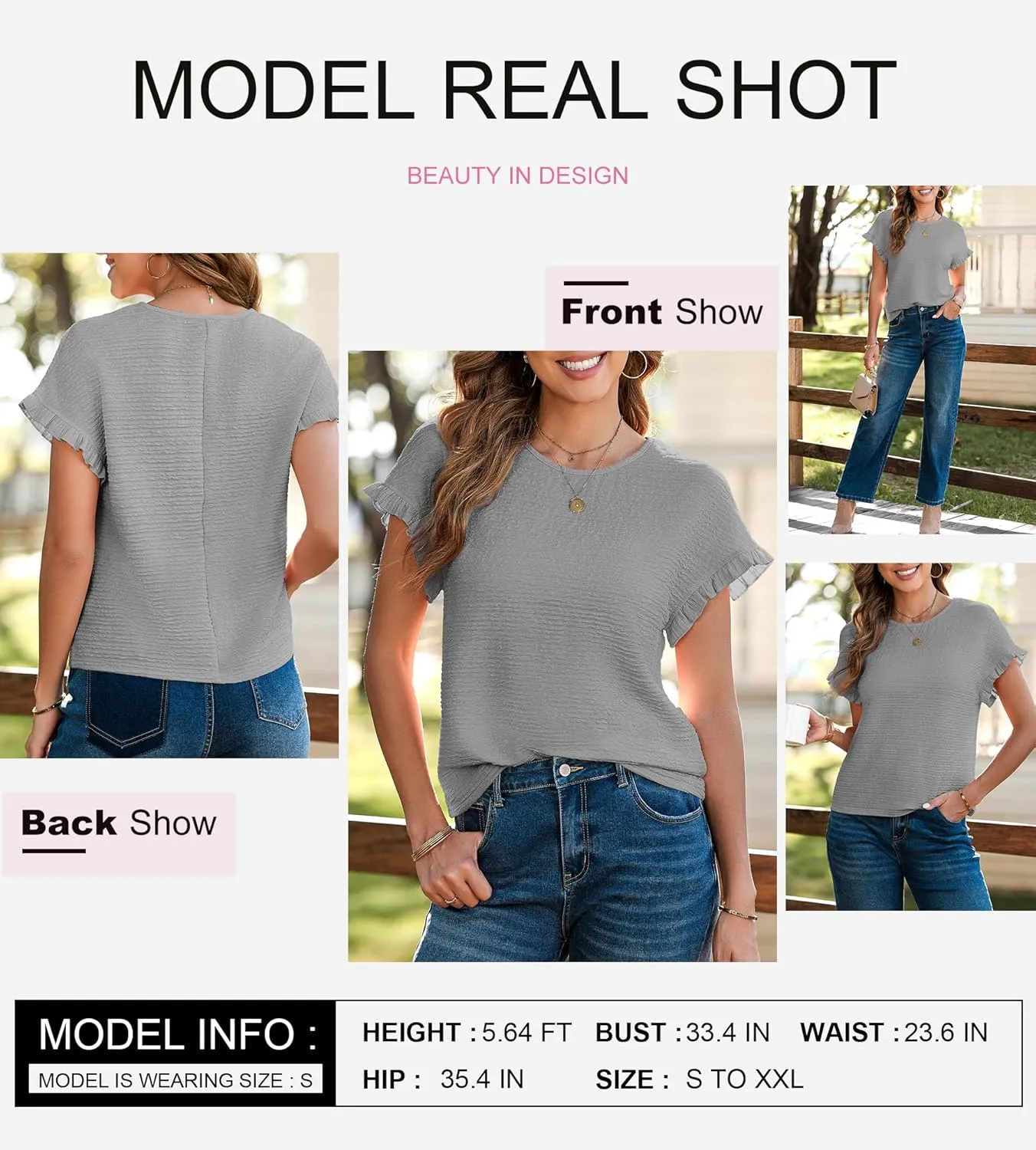 SHEWIN Womens Summer Tops Crewneck Short Sleeve T Shirts Casual Textured Work Shirt Loose Blouses