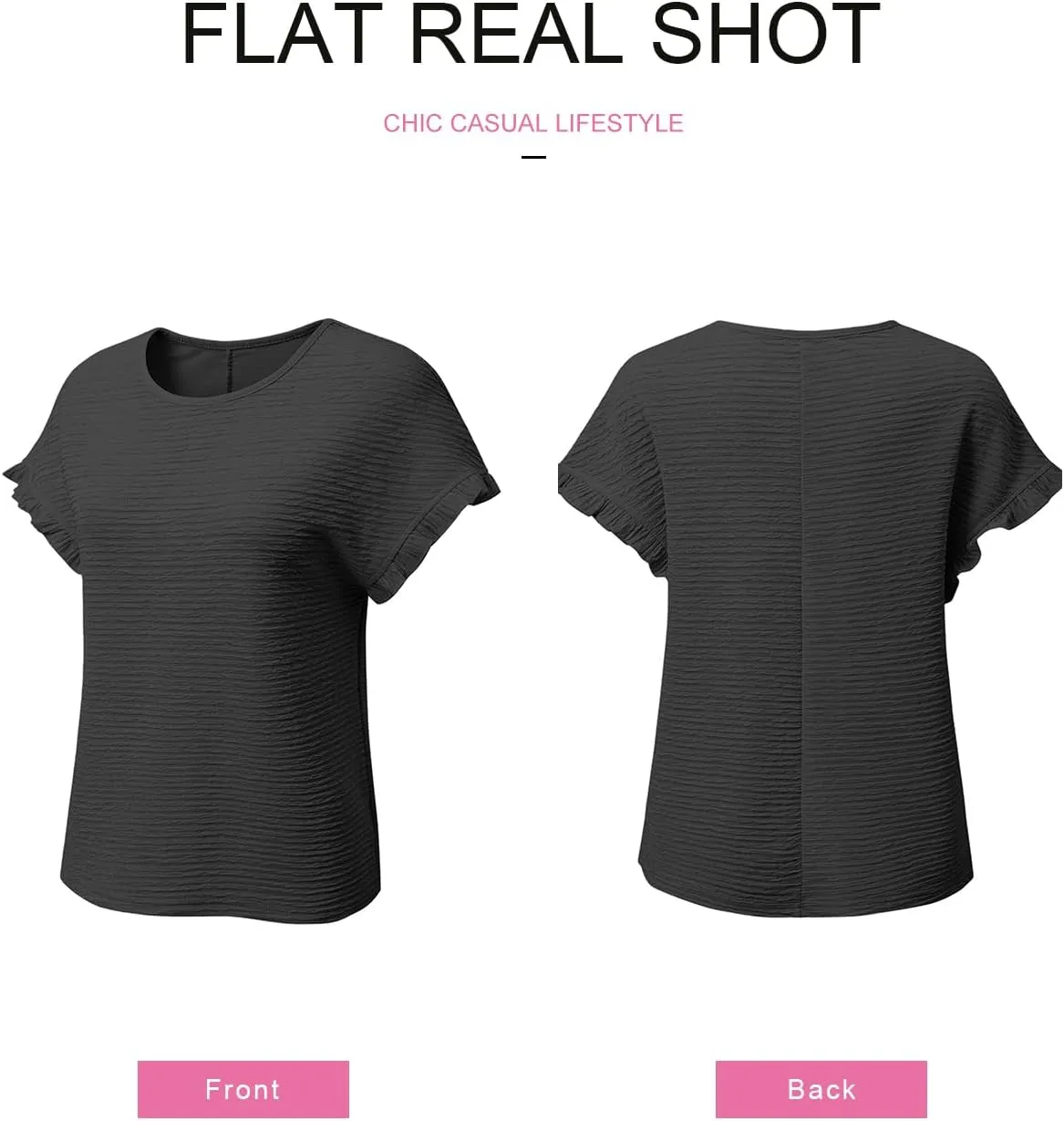 SHEWIN Womens Summer Tops Crewneck Short Sleeve T Shirts Casual Textured Work Shirt Loose Blouses