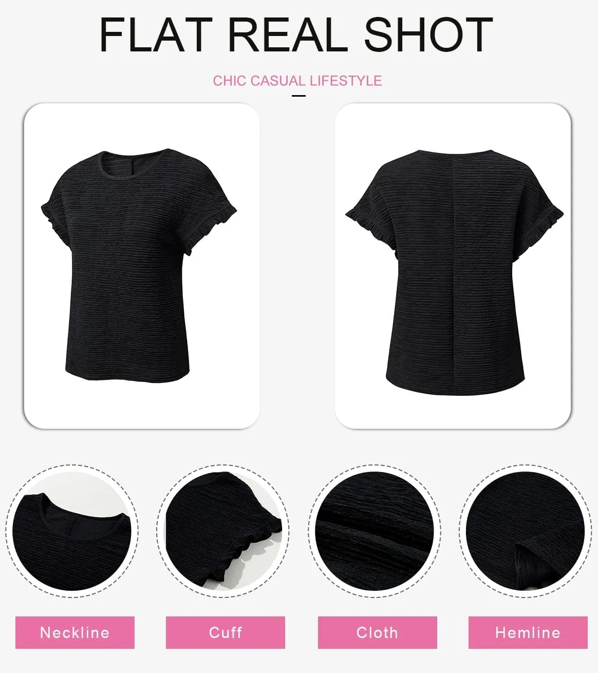 SHEWIN Womens Summer Tops Crewneck Short Sleeve T Shirts Casual Textured Work Shirt Loose Blouses