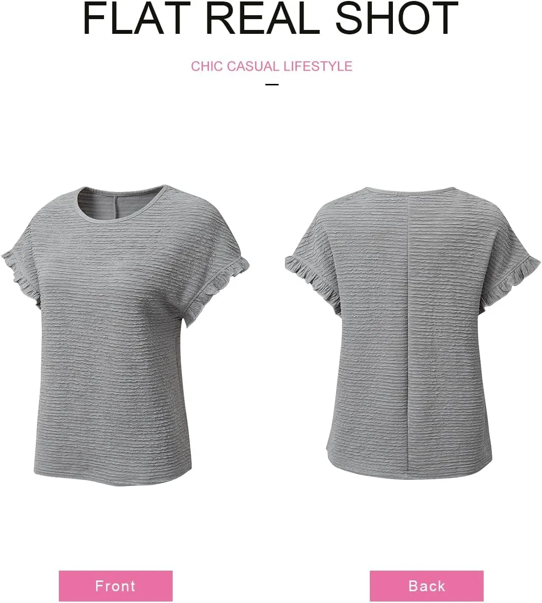 SHEWIN Womens Summer Tops Crewneck Short Sleeve T Shirts Casual Textured Work Shirt Loose Blouses