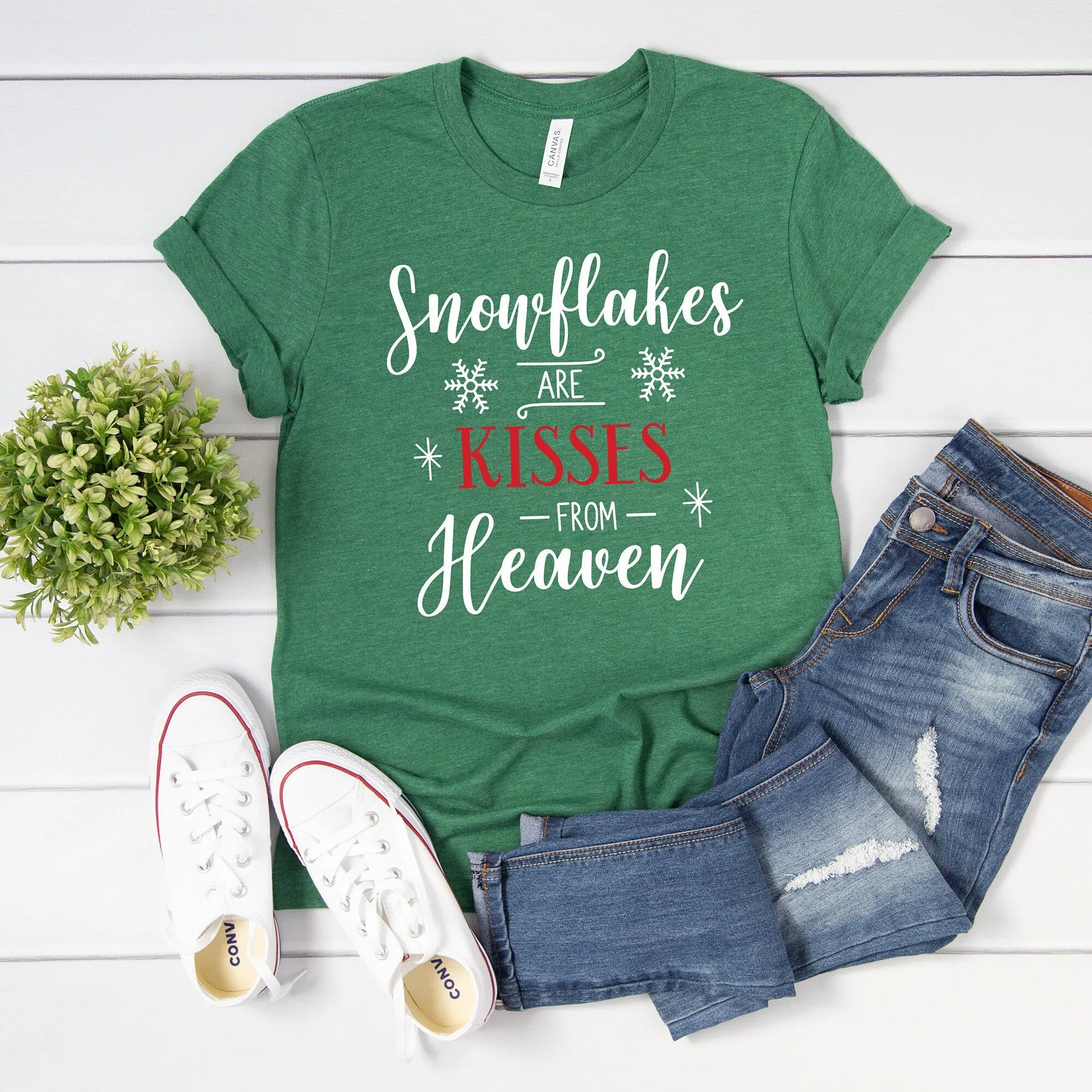 Snowflakes are Kisses from Heaven Christmas T Shirt - Snowflakes Holiday Shirt - Christmas Matching Shirt - Winter Christmas Shirt