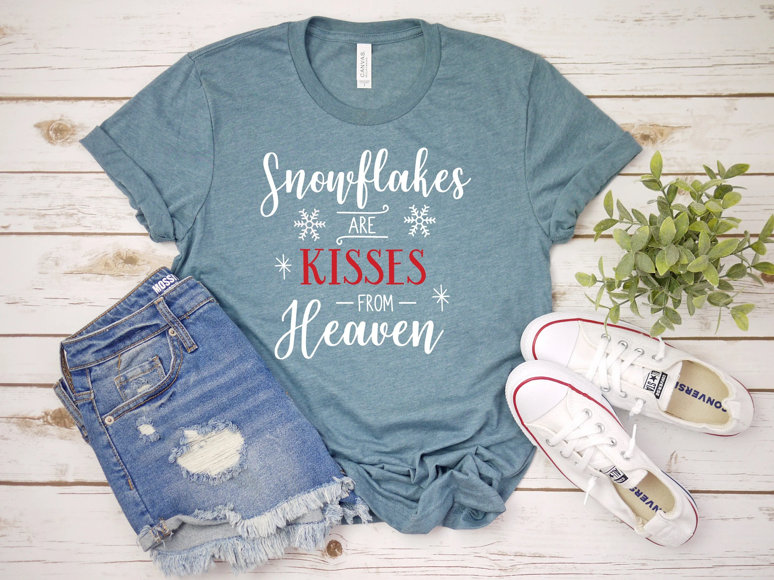 Snowflakes are Kisses from Heaven Christmas T Shirt - Snowflakes Holiday Shirt - Christmas Matching Shirt - Winter Christmas Shirt