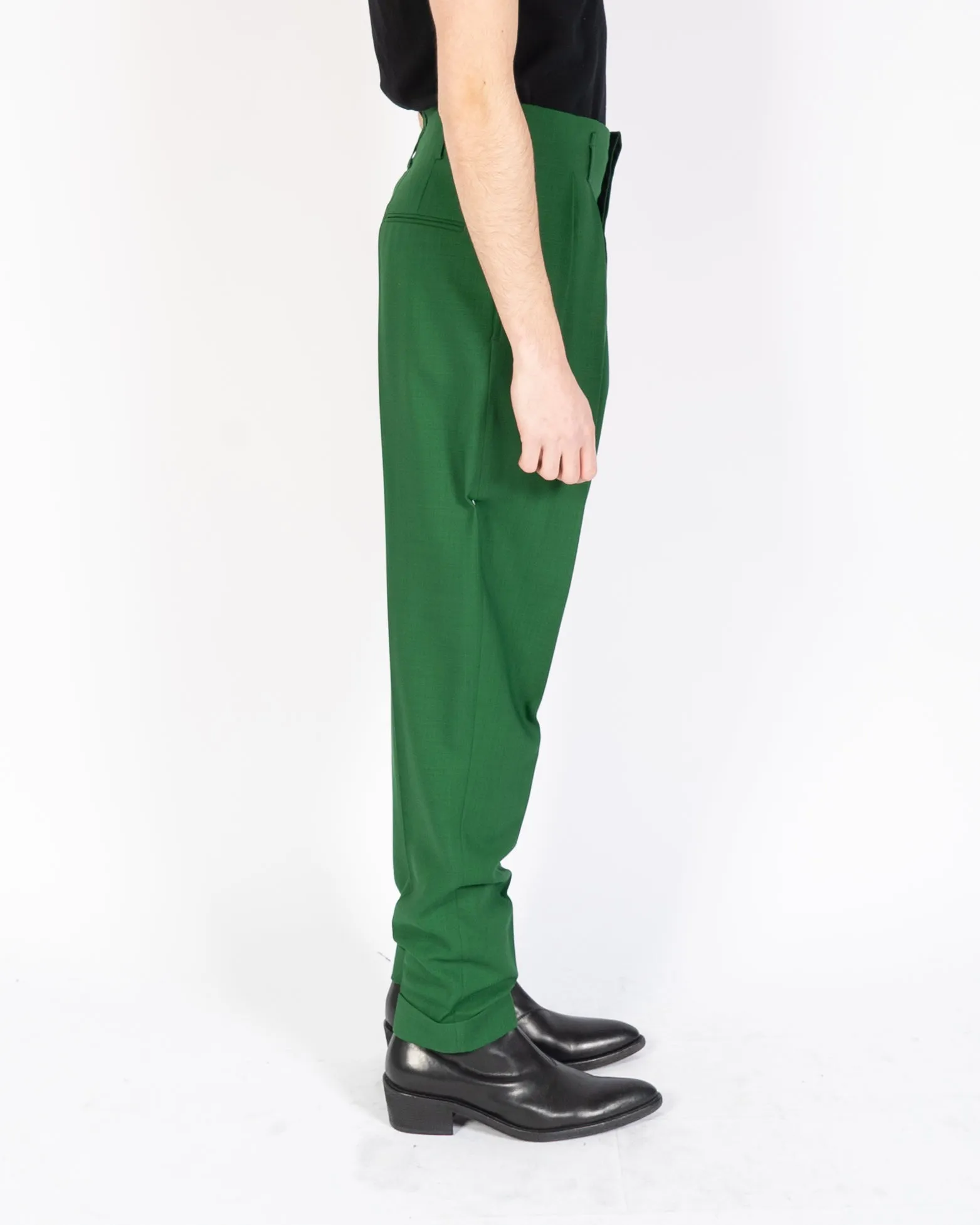 SS19 Green High Waisted Pleated Trousers