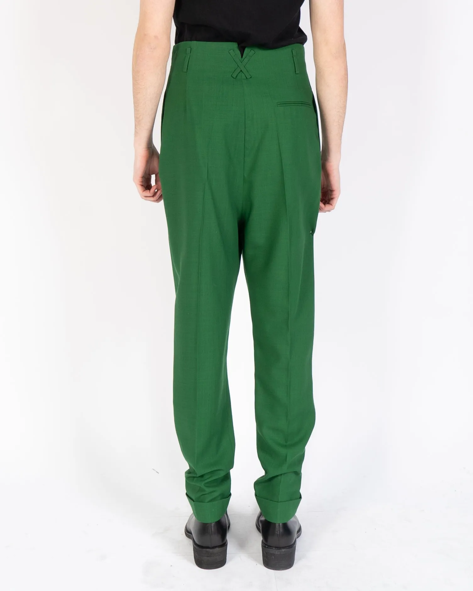 SS19 Green High Waisted Pleated Trousers