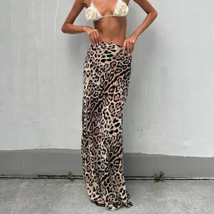 Street Drape Leopard Print A- Line Skirt