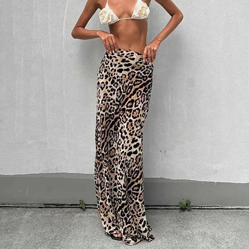 Street Drape Leopard Print A- Line Skirt