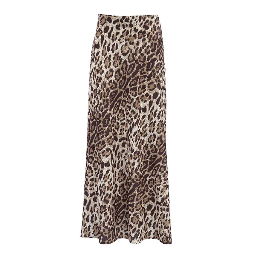 Street Drape Leopard Print A- Line Skirt