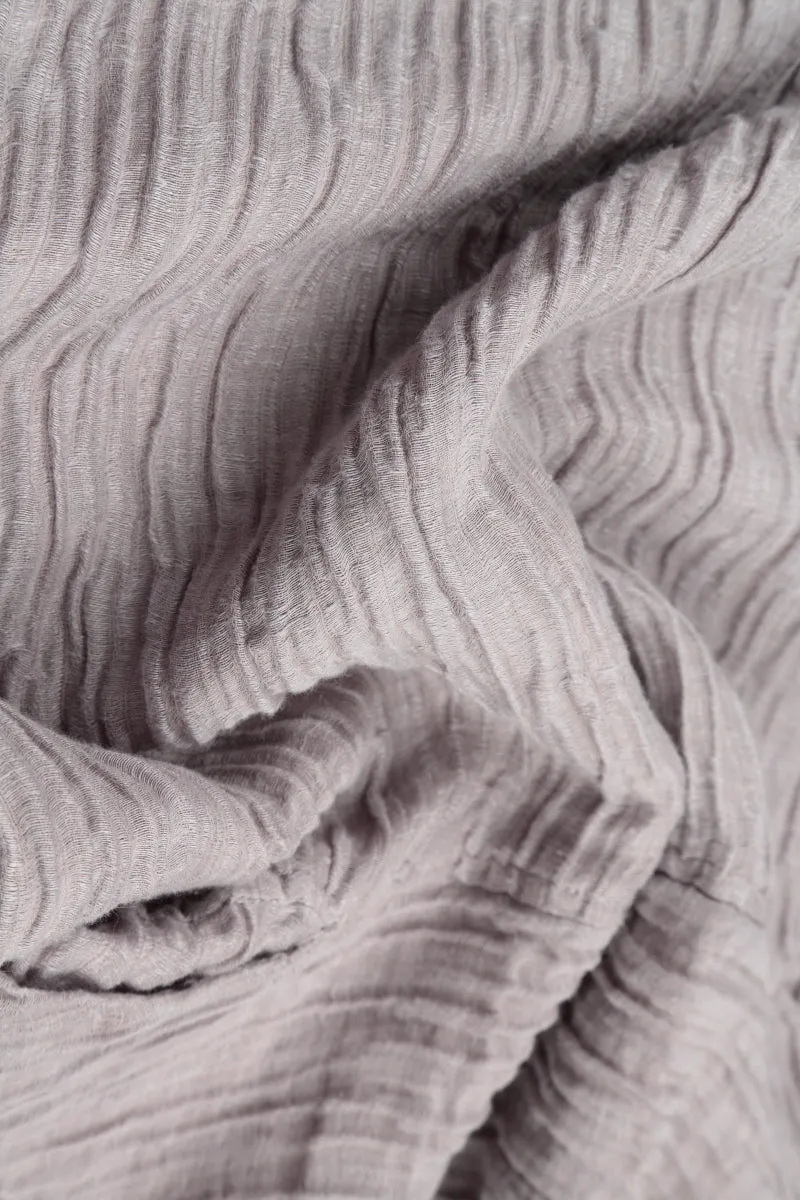 Taper Crinkled Greige Silk Trousers