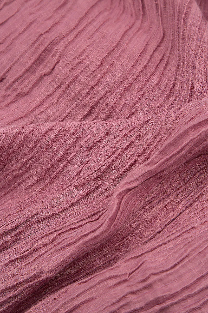 Taper Crinkled Mauve Taupe Silk Trousers