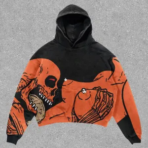 Trendy Personalized Print Skull Casual Hoodie