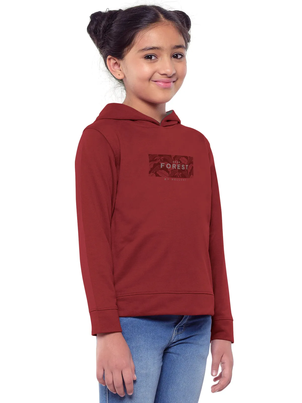 Trendy Printed Full Sleeve / Long Sleeve Hooded Sweatshirt for Girls