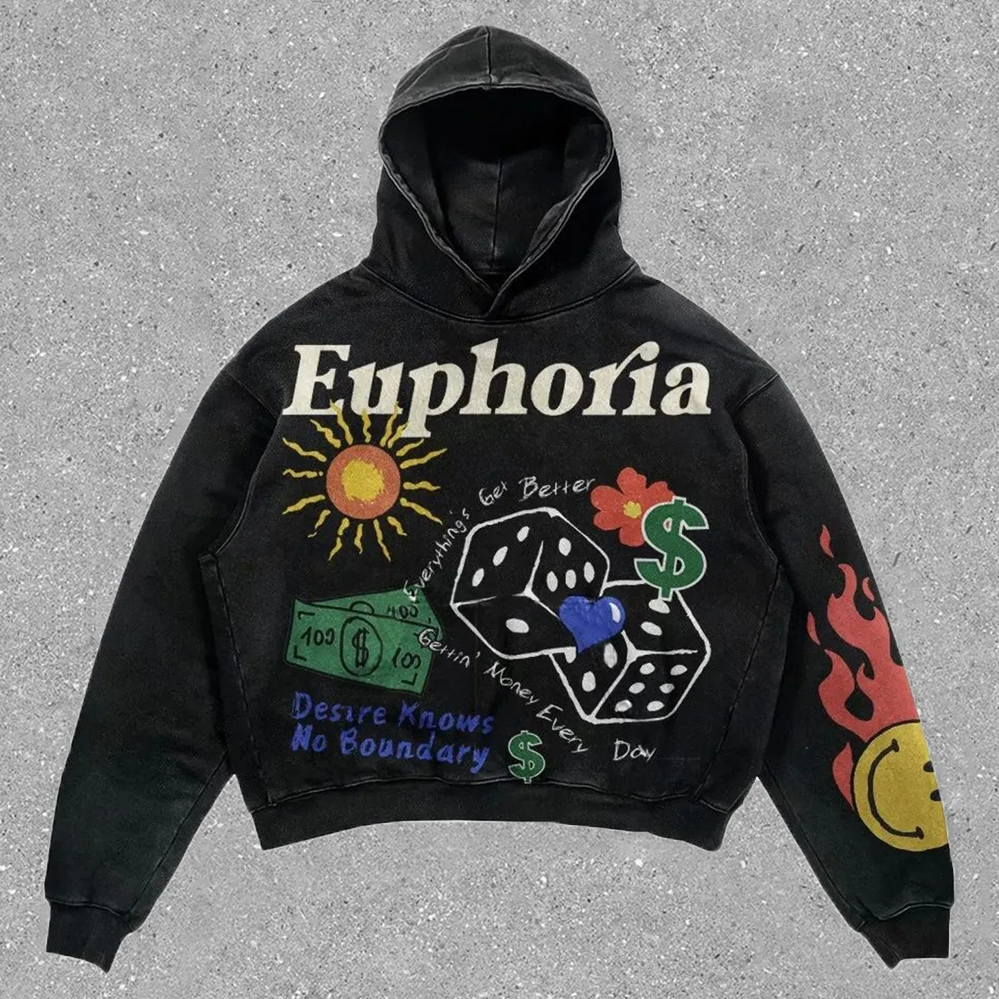 Trendy statement print preppy hoodie