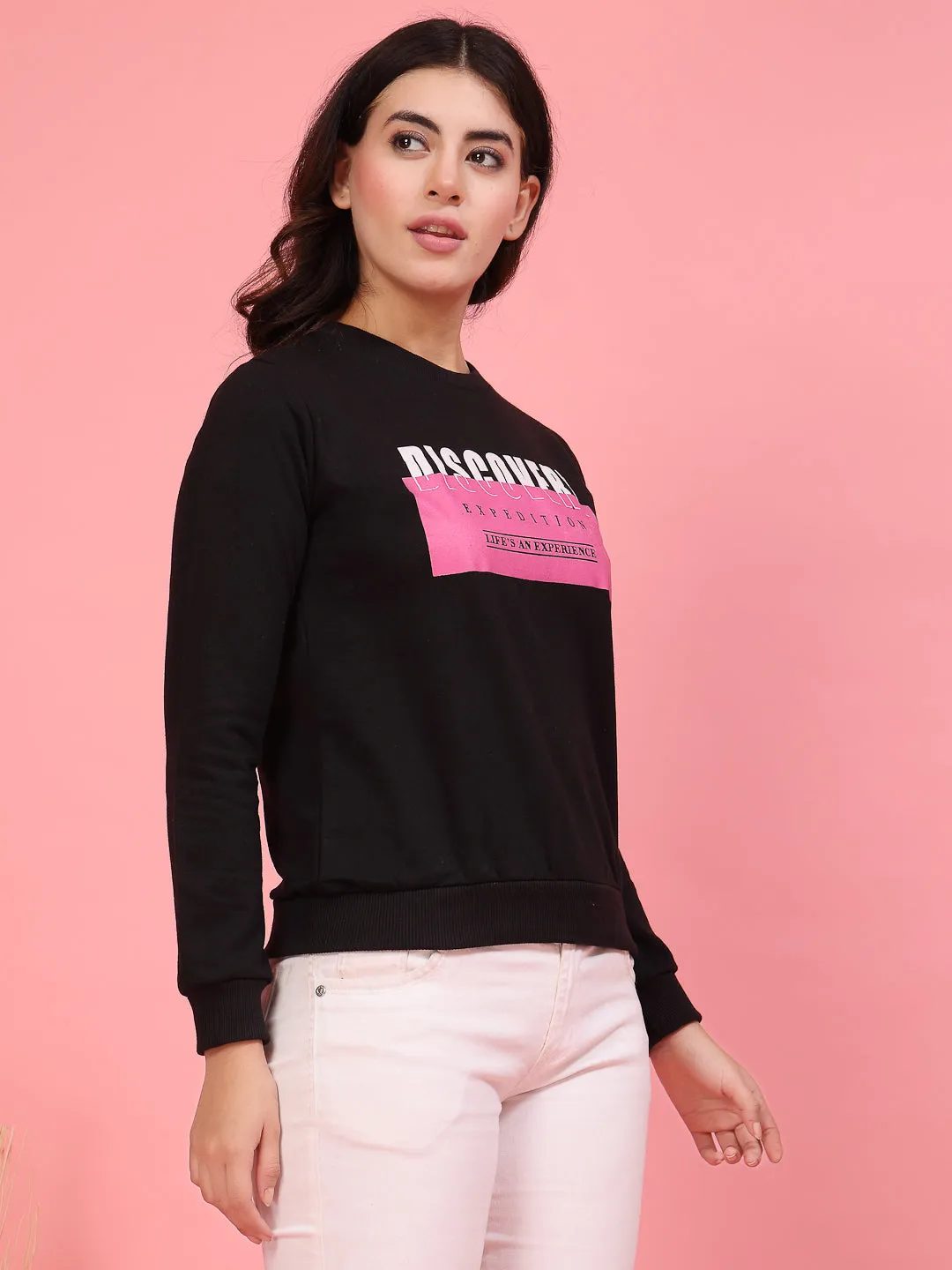 Trendy Typography Print Sweatshirt