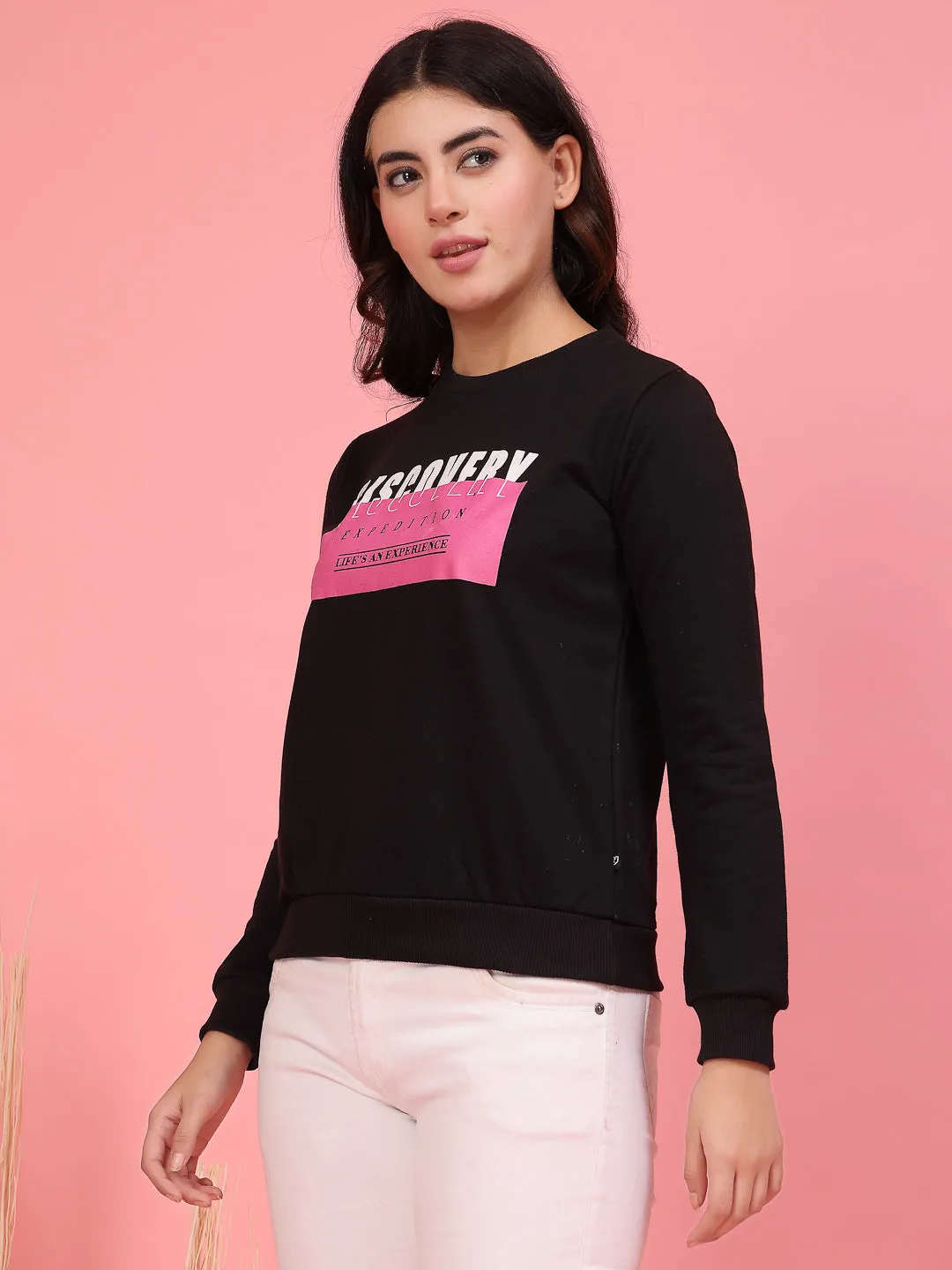 Trendy Typography Print Sweatshirt