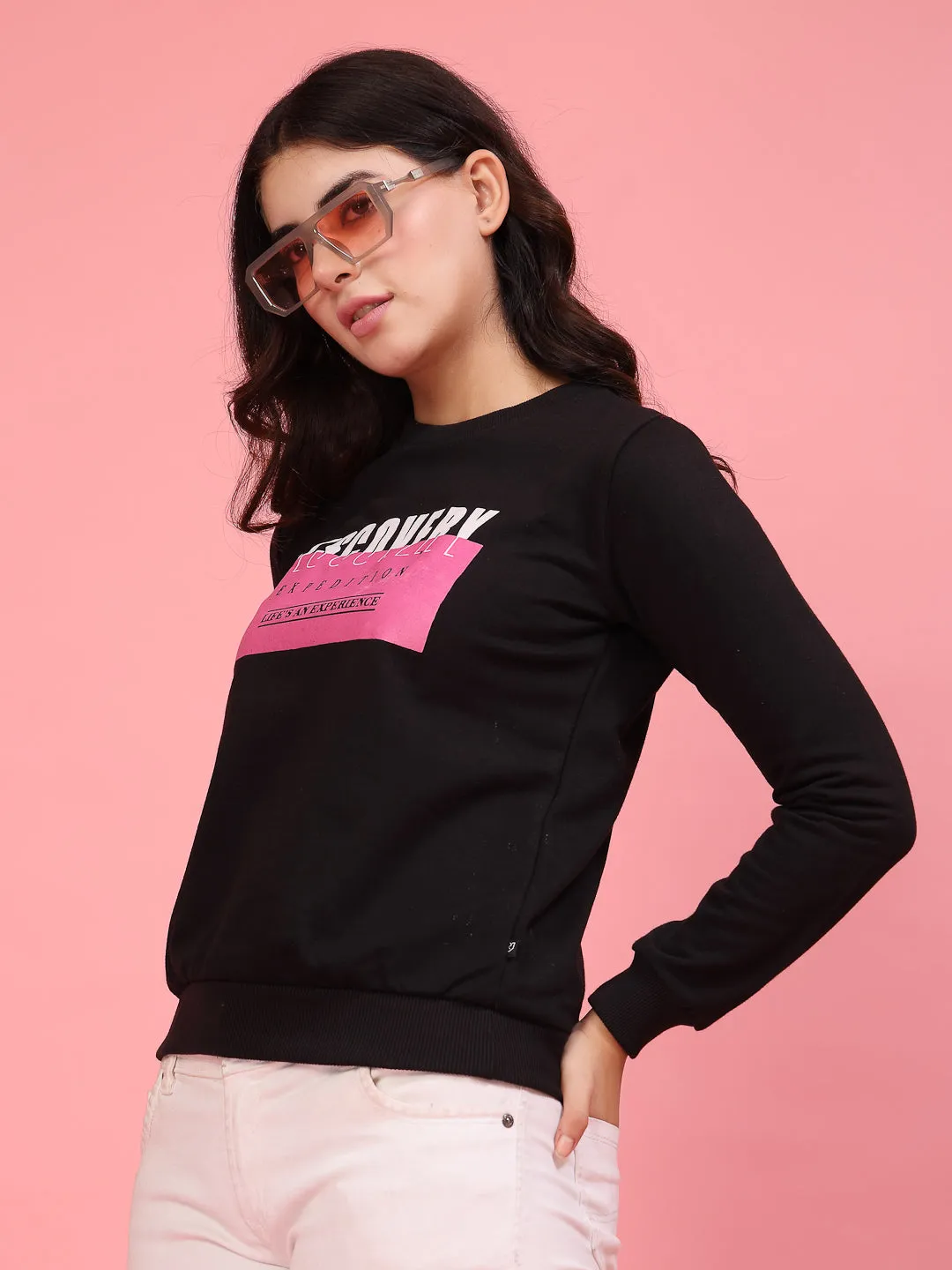 Trendy Typography Print Sweatshirt