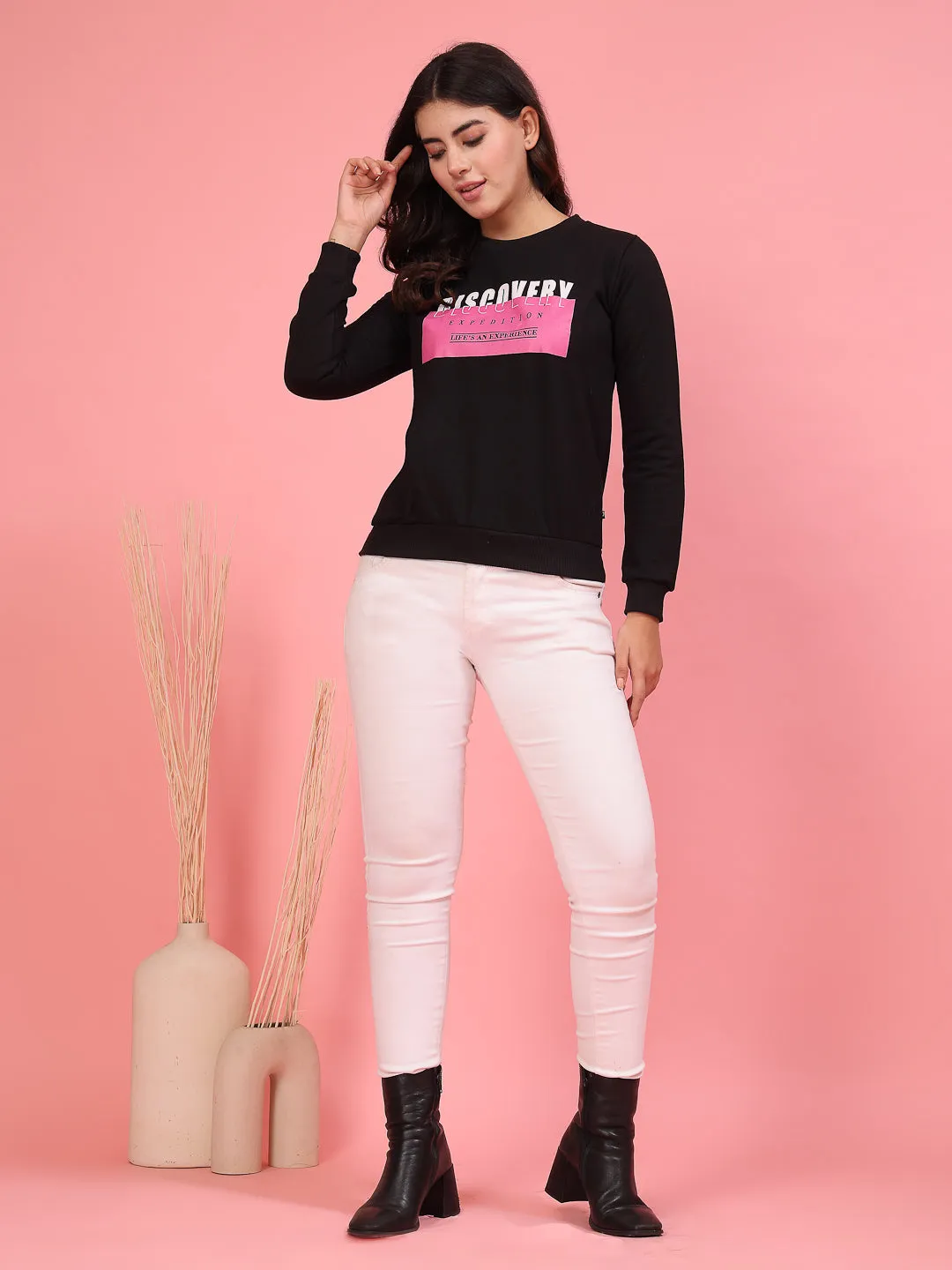 Trendy Typography Print Sweatshirt