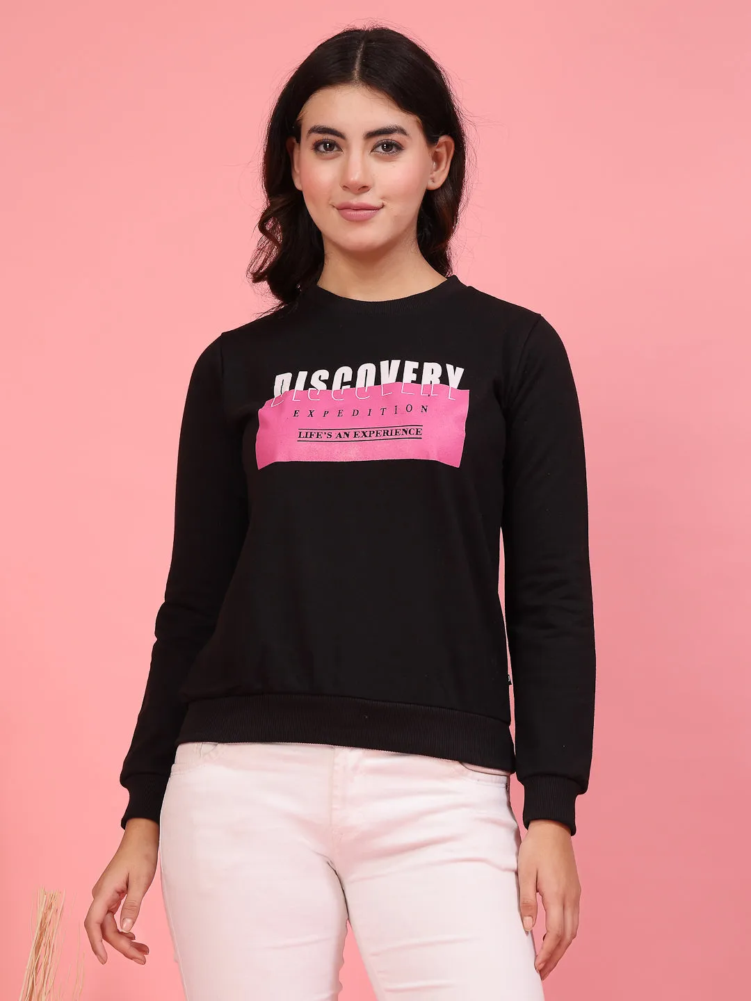 Trendy Typography Print Sweatshirt