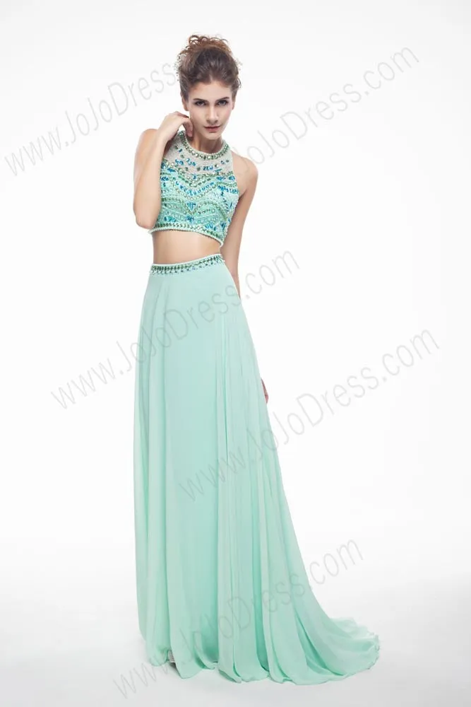 Turquoise Sexy Maxi Chiffon Formal Prom Evening Dress EN144