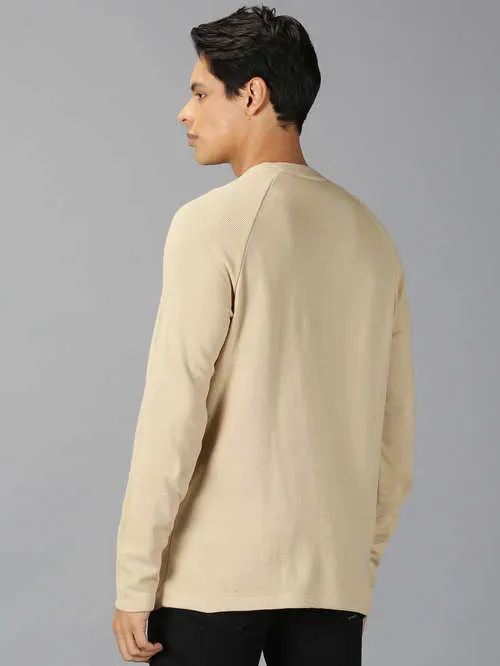 UrGear Solid Men Round Neck Khaki SweatShirt