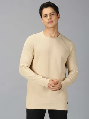 UrGear Solid Men Round Neck Khaki SweatShirt