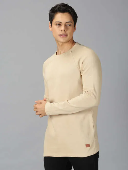 UrGear Solid Men Round Neck Khaki SweatShirt