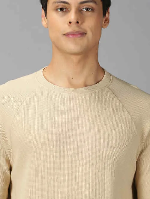 UrGear Solid Men Round Neck Khaki SweatShirt