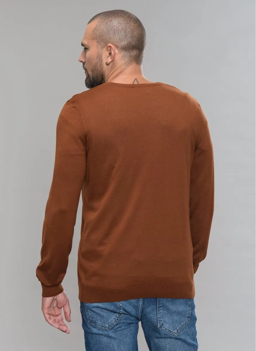 V Neck Sweater in Red