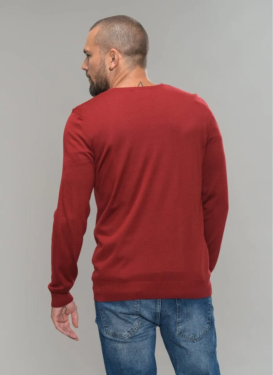 V Neck Sweater in Red