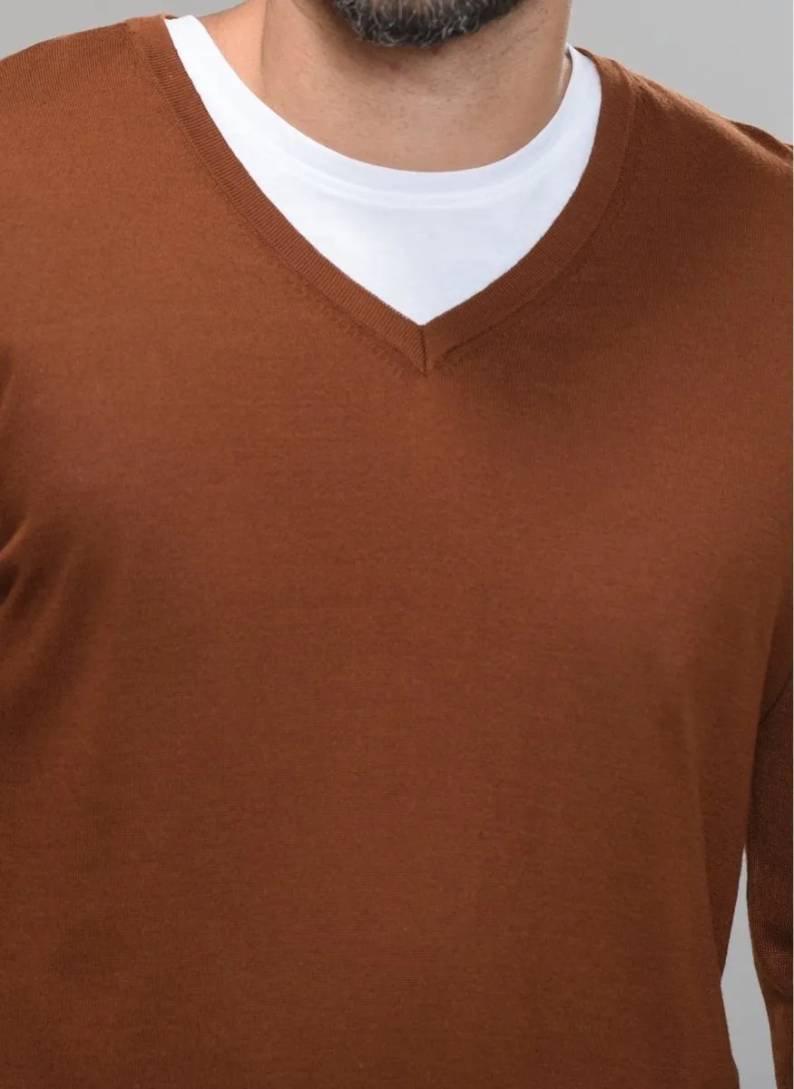 V Neck Sweater in Red
