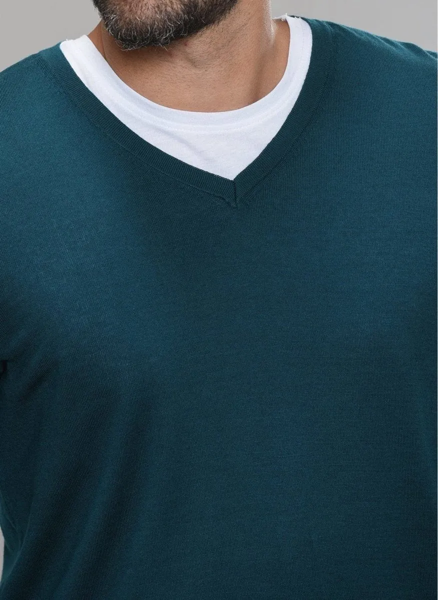 V Neck Sweater in Red
