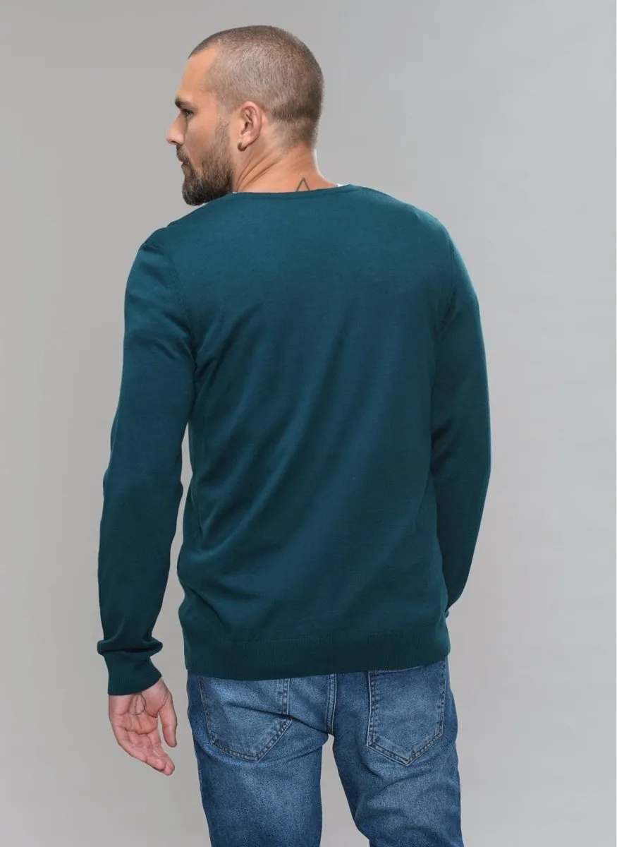 V Neck Sweater in Red