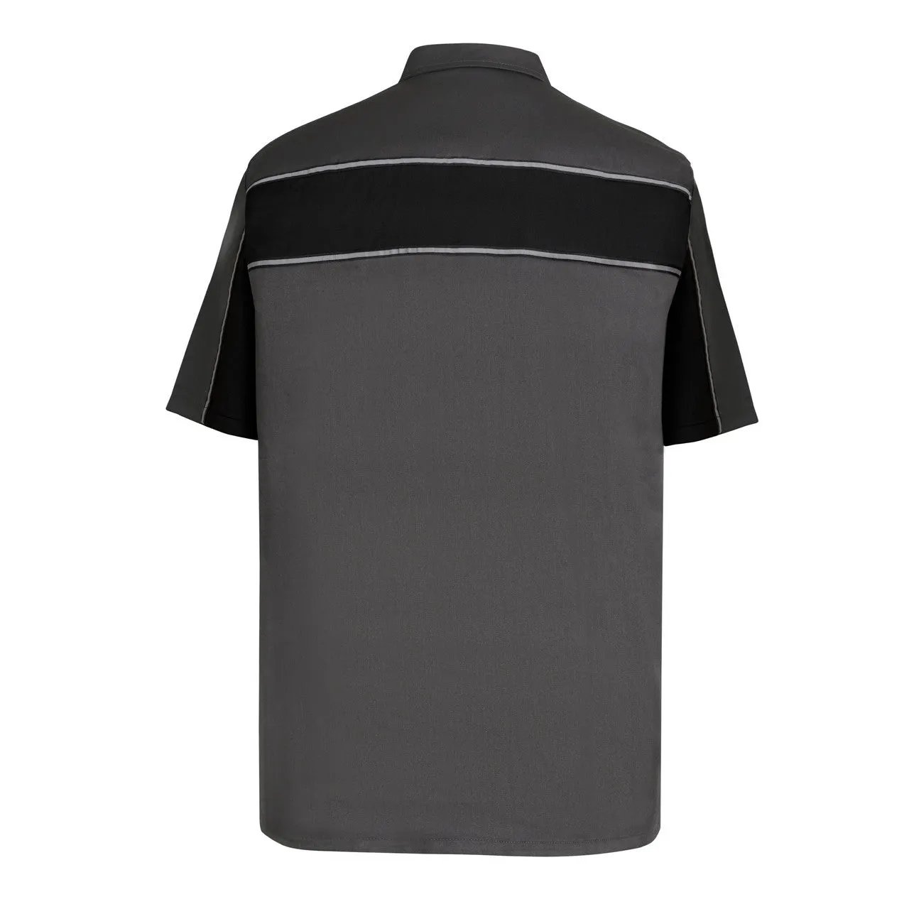 Vance Leather Men's Grey Black Short Sleeve Button Down Two Pockets Soft Casual Shirt