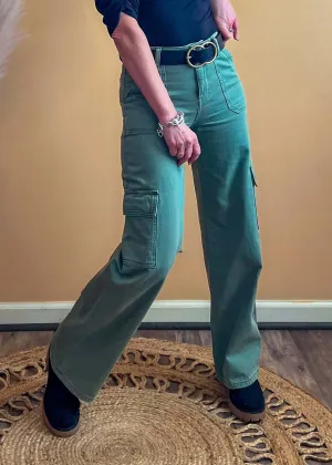 Vervet Olivia High Rise Utility Cargo Wide Leg