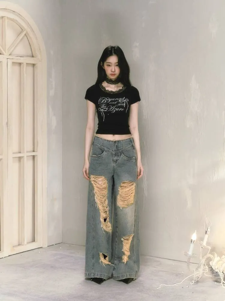 Wide leg high waist jeans【s0000009225】