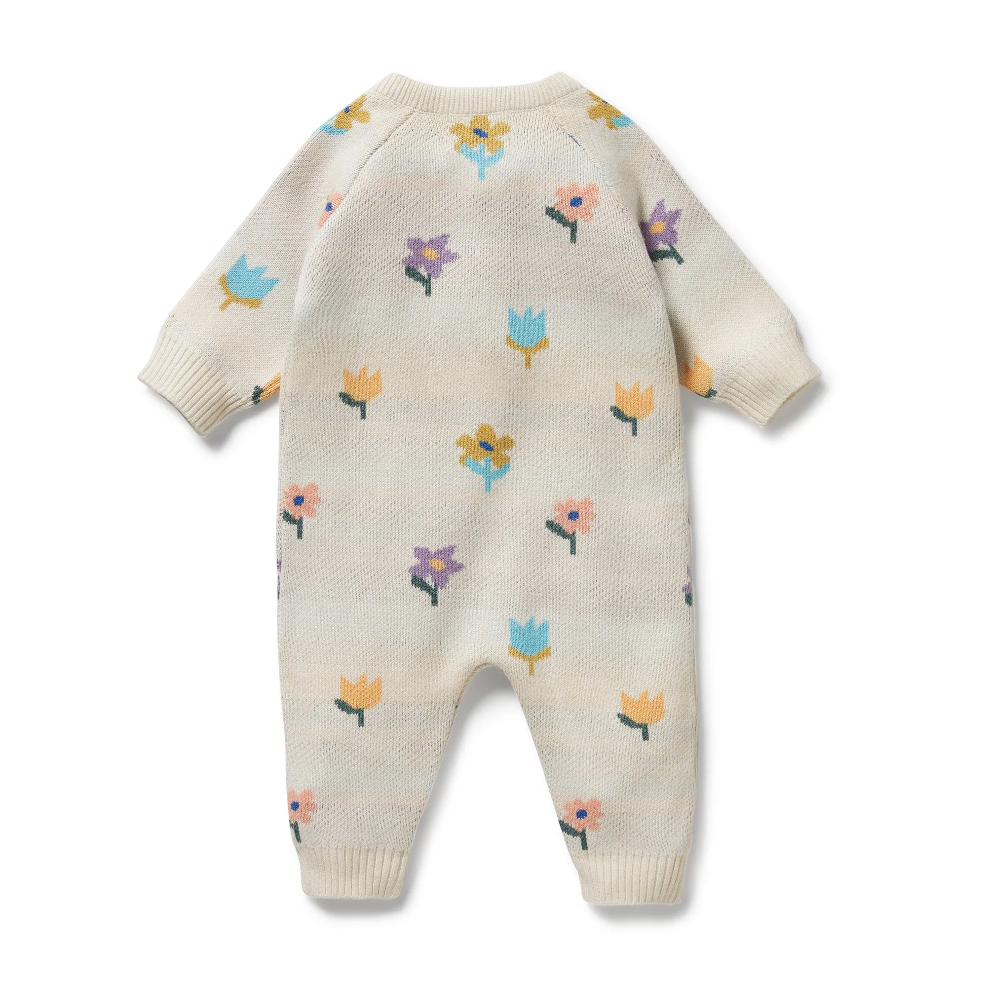Wilson & Frenchy - Flower Pop Organic Knitted Jacquard Growsuit