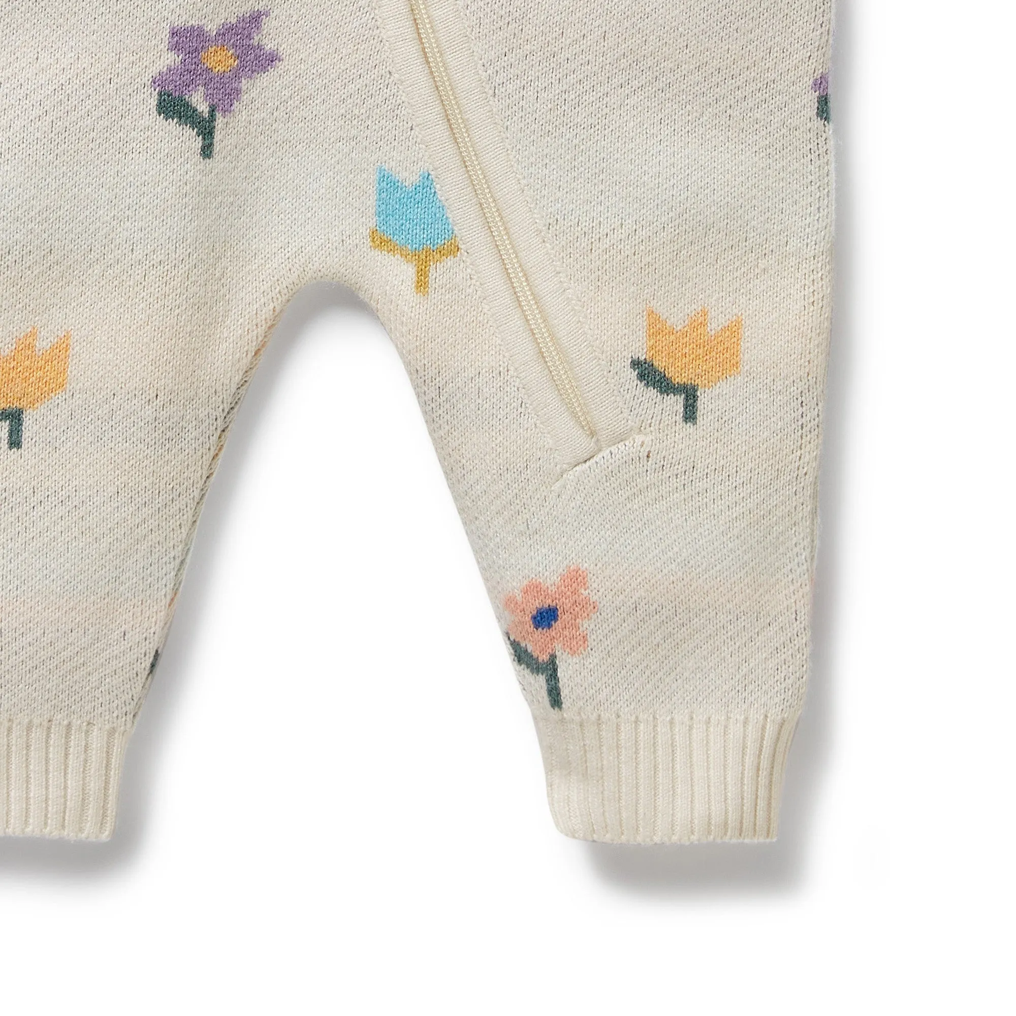 Wilson & Frenchy - Flower Pop Organic Knitted Jacquard Growsuit