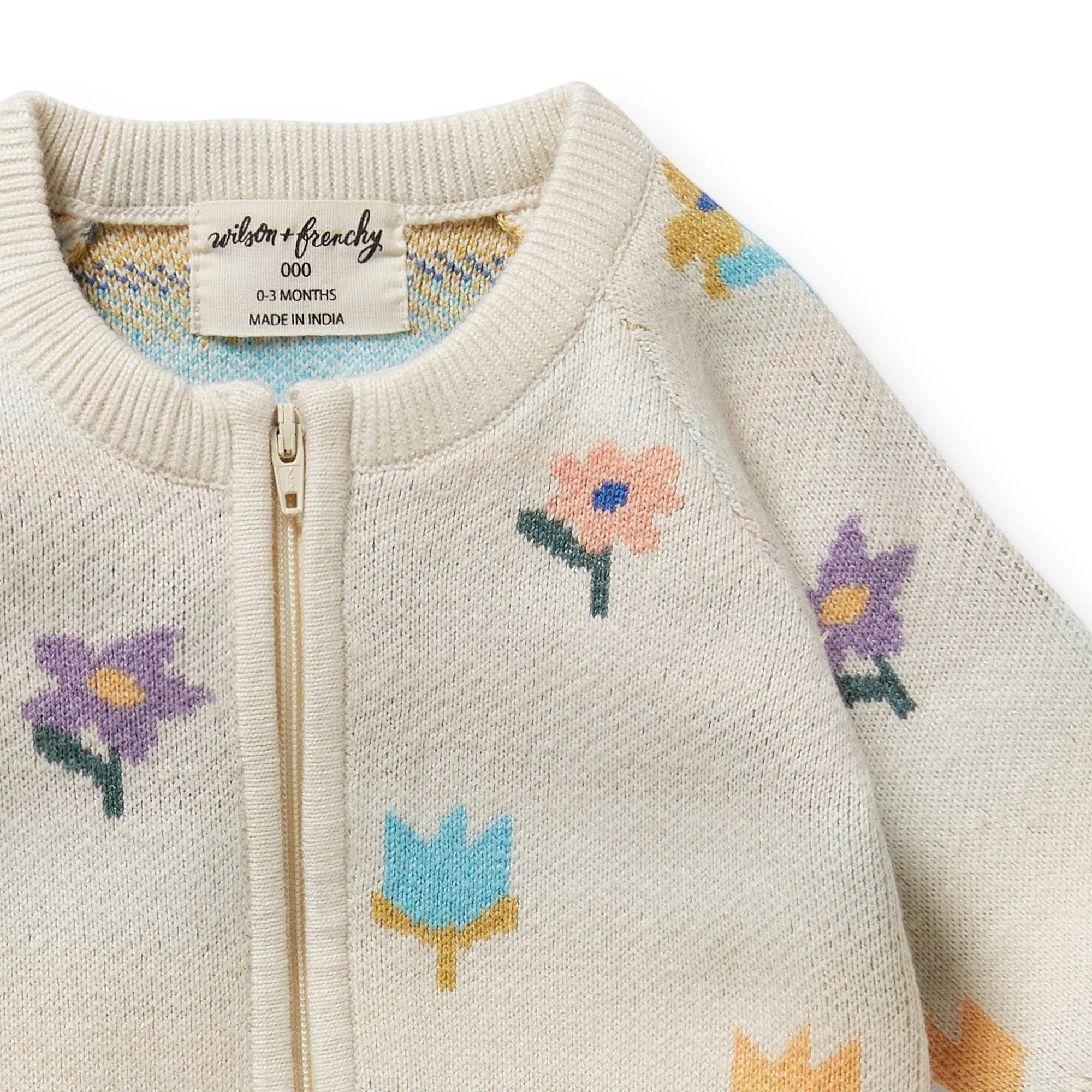 Wilson & Frenchy - Flower Pop Organic Knitted Jacquard Growsuit