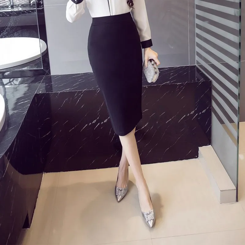 Women Pencil Long Skirts  High Waist Casual Summer Skirts