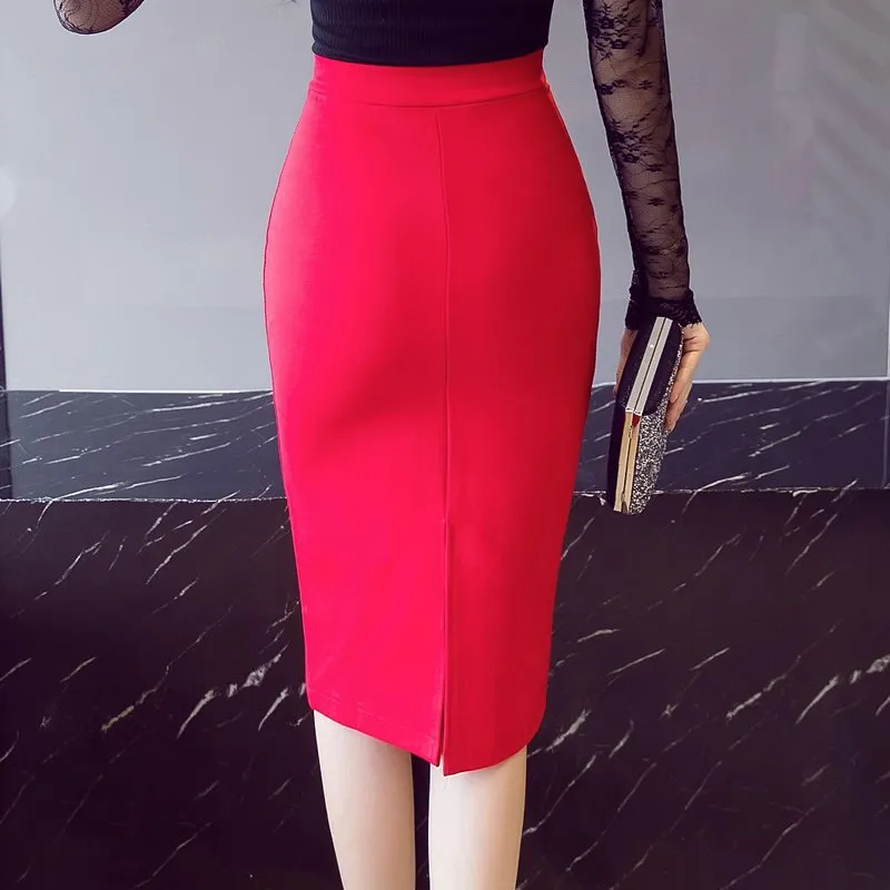 Women Pencil Long Skirts  High Waist Casual Summer Skirts