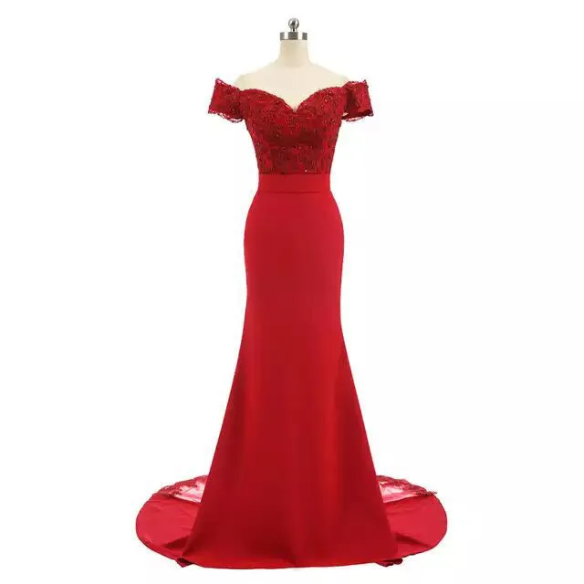 Women Wedding Dress Off Shoulder Short Sleeve Long Prom Dresses
