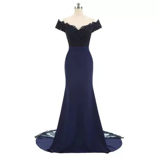 Women Wedding Dress Off Shoulder Short Sleeve Long Prom Dresses