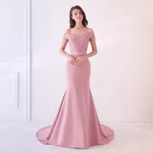 Women Wedding Dress Off Shoulder Short Sleeve Long Prom Dresses