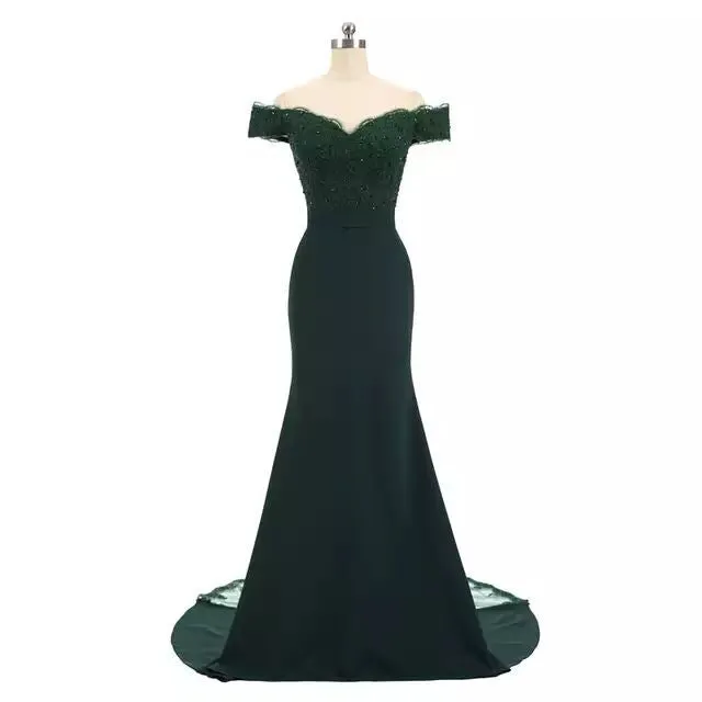Women Wedding Dress Off Shoulder Short Sleeve Long Prom Dresses