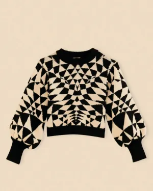 Women's Knit Sweater in Heart Deco Black | Heart Deco Black