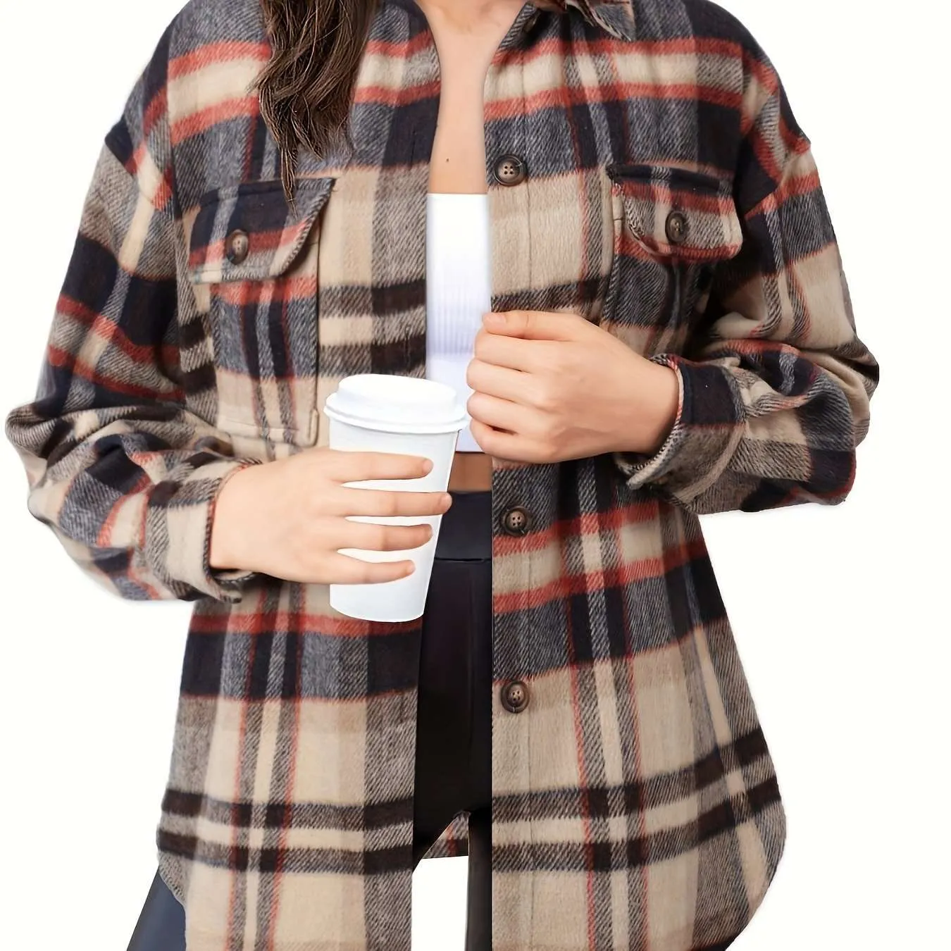 Women's Slim Wool Plaid Coat - A Winter Wardrobe Essential