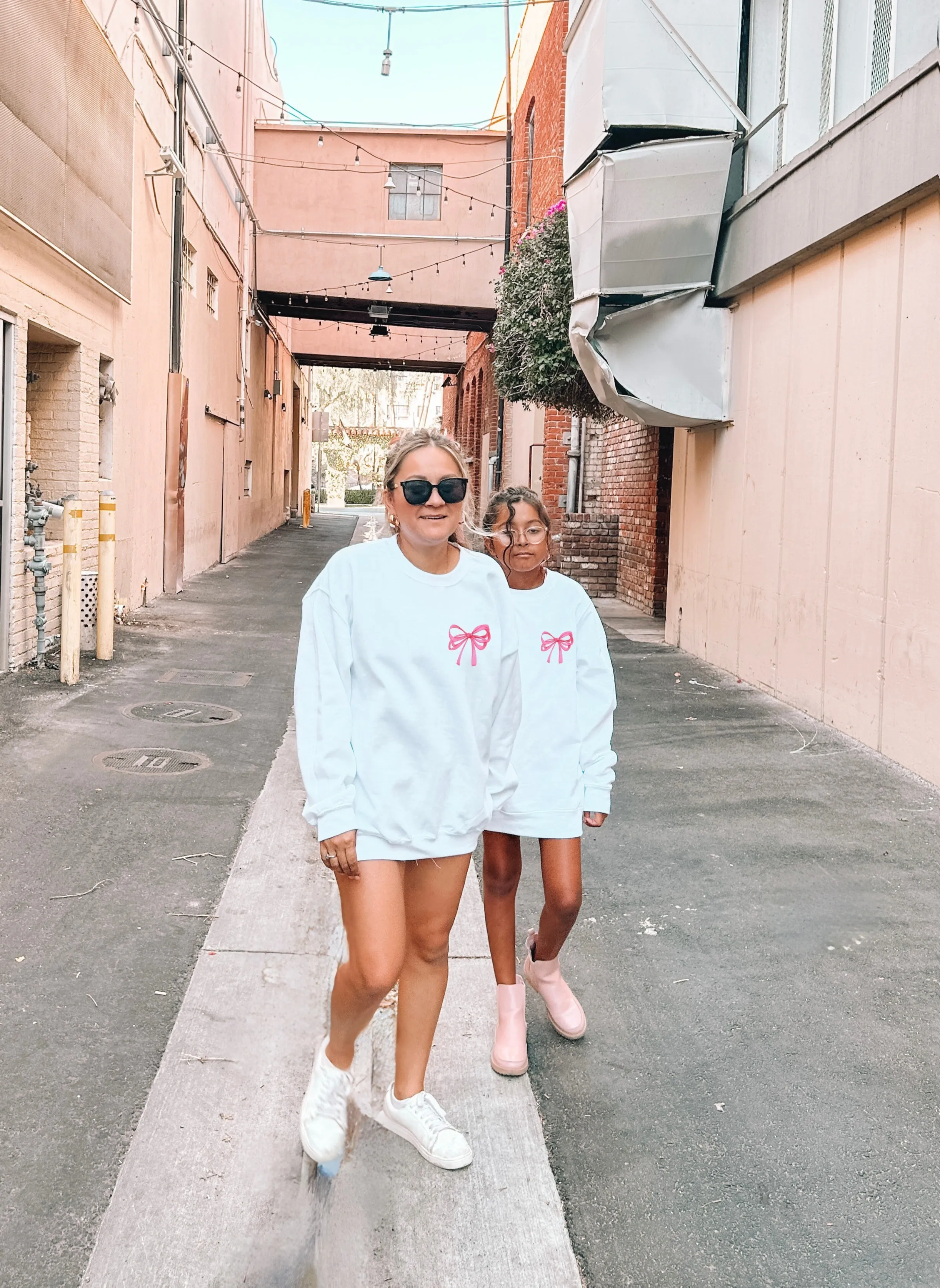 You're so loved! Mommy & Me Sweatshirts -White Crewneck Letter Graphic, Oversized